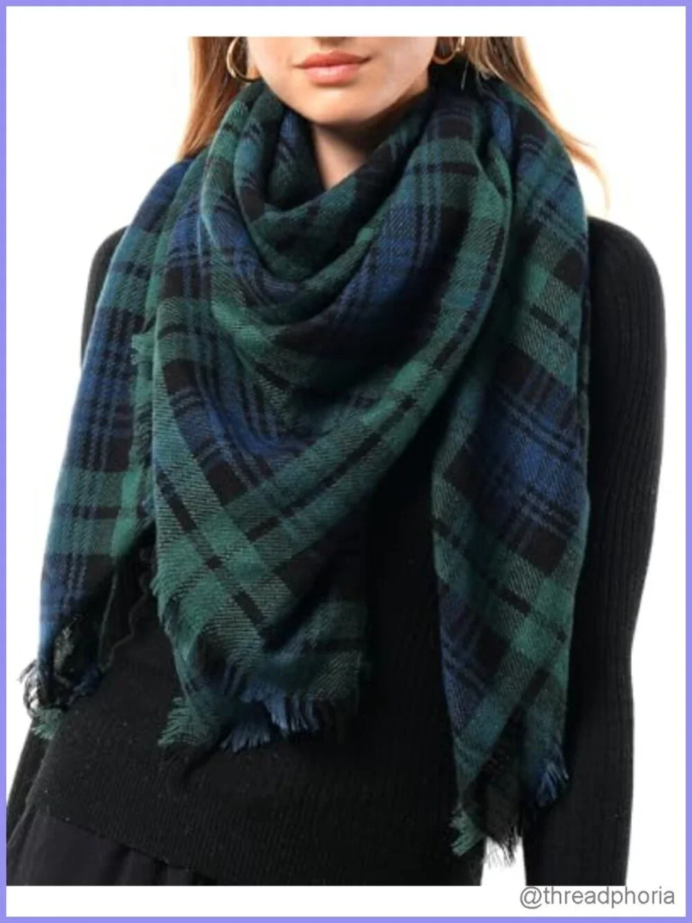 Plaid Soft Shawl Wrap Scarf Women Winter Lightweight Oversized 55x55